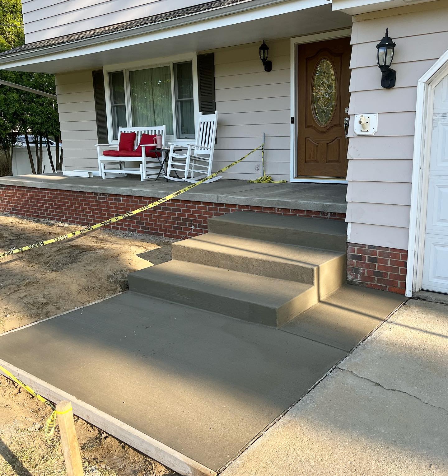 Xpress Construction & Services is building safe, new porch steps, keeping the area closed for everyone’s safety until finished.